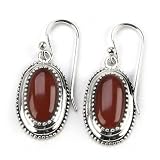 Barse Sterling Silver Oval Carnelian Frenchwire Earrings