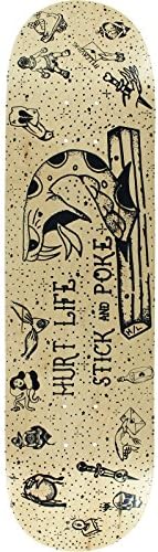 Hurt Life Stick And Poke Skateboard Deck -8.25 Natural Assembled as COMPLETE Skateboard