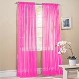 2 Piece Solid Hot Pink Sheer Window Curtains/drape/panels/treatment 60"w X 84"l