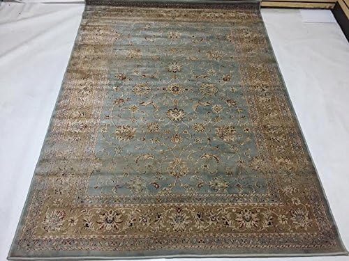 Blue Gold Beige Two tone 5x7 Distressed Vintage STYLE Overdyed Floral Classic Rug Kashmir Traditional Classic Area Rug
