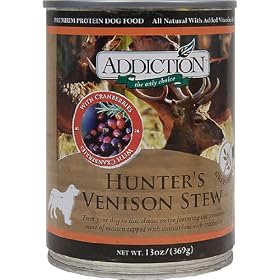 Addiction Hunter's Venison Stew Canned Dog Food 24 13oz by Addiction Pet Foods