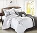 8pc Luxury Bedding Set- ABQ. Black/Gray/White Queen 8pc Luxury Bedding Set- ABQ. Black/Gray/White Queen
