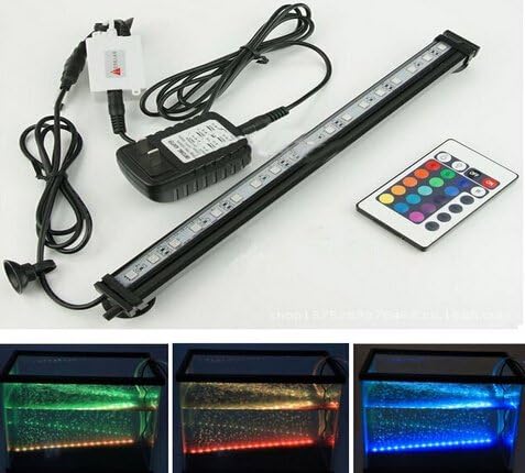 LED Multi-color Remote Underwater Submersible Aquarium Fish Tank Waterproof LED Light Air Pump Bubble 6W 18LEDs 46cm for Fish Tank