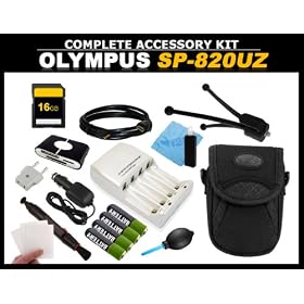 16GB Complete Digital Camera Accessory Kit for Olympus Stylus SP-820UZ Digital Camera