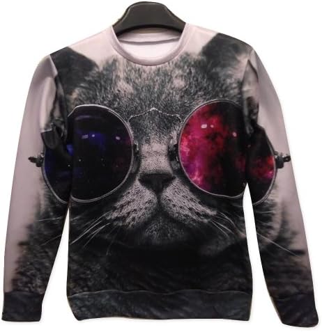Galaxy Sweatshirts Funny Punk Cat 3D Sweaters Hoodies for Women Sweater Size XL