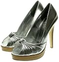 Peeptoes Sandalen Pumps Vintage Plateau, Silber (S31n)
