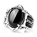 Men's Stainless Steel Ring Silver Tone Black Claw Oval