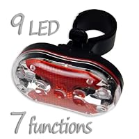 Ultra-Visible 9 LED Bike Taillight Personal Safety Flasher - Visible 2500 Feet