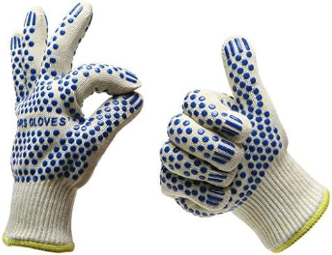 Armors Gloves (set of 2) - Heat Resistant Cooking Gloves - Protect Your Hands From Fire and Heat up to 662F - Top Quality Grill & Oven Gloves with Five Fingers Silicone Flexi-grip - Best for Oven, Grill & Barbecue, for Handling Hot Objects While Cooking, Baking or Grilling - LIFETIME Warranty, 100% Satisfaction Guaranteed (2 Gloves Included)