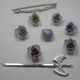 Japanese Anime Katekyo Hitman Reborn Cosplay Accessories - Set of Seven Gem Rings and cos weapons