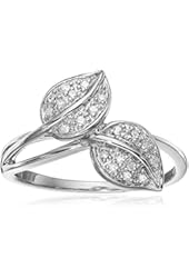 Sterling Silver Leaf Diamond Ring (1/10 cttw, I-J Color, I2-3 Clarity)