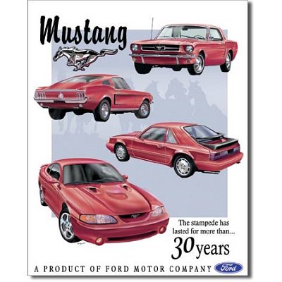 Ford Mustang 30 Years Tribute Retro Vintage Tin Sign