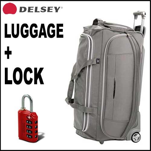 Delsey Helium Pilot 32inch Trolley Duffel (Platinum) + Wordlock 4 Dial TSA Luggage Lock