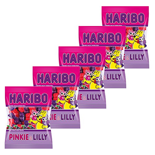 Haribo Pinkie & Lilly, 5er Pack, Gummibärchen, Weingummi, Fruchtgummi, Im Beutel, Tüte