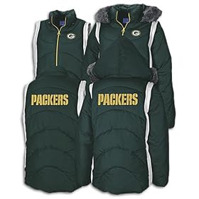 Green Bay Packers NFL Women's Winter Parka, Coat, Green and White