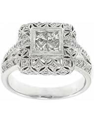 Gorgeous 14k White Solid Gold 0.85ct Genuine Diamond Fashion Cocktail Ring
