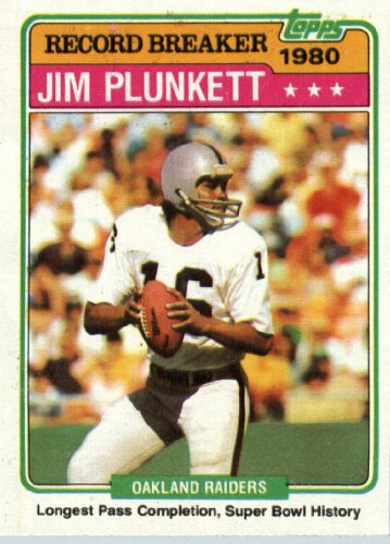 1981 Topps # 335 Jim Plunkett RB Oakland Raiders Football Card - In Protective Screwdown Display Case!