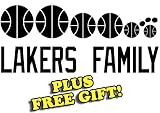 8.5" x 3.5" Lakers Basketball Family Vinyl Sticker Decal [Die-cut, White] + with Free Basketball Pencil