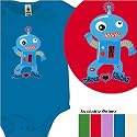 Robots Love Dancing organic cotton one-piece, 3-6 months, grassy green