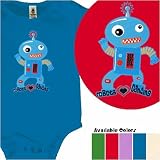 Robots Love Dancing organic cotton one-piece, 3-6 months, grassy green
