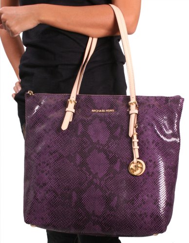 Michael Kors Jet Set Women's Python Leather Zip Tote Handbag