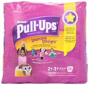 Huggies Pull-Ups Training Pants for Girls with Learning Designs, Jumbo Pack, Size 2 2T-3T 26 ea