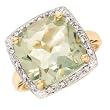 Ring With 6.40ctw Precious Stones - Genuine Diamonds and Amethyst Crafted in Yellow Gold - Certificate Available.