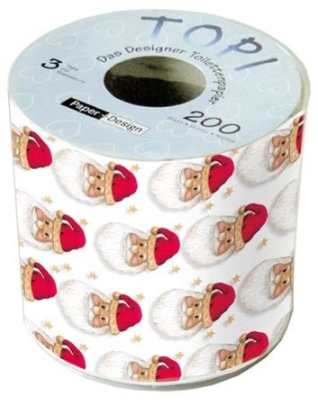 bedrucktes Toilettenpapier - Weihnachtsmann Box Höhe 10cm