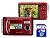 SVP Xthinn-8061 Red 12MP Max 2.8-inch LCD Slim Digital Camera with rechargeable battery + FREE SVP 4GB SDHC Memory Card