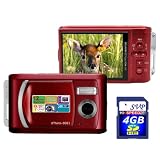 SVP Xthinn-8061 Red 12MP Max 2.8-inch LCD Slim Digital Camera with rechargeable battery + FREE SVP 4GB SDHC Memory Card