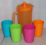 Tupperware Mini Serve It Pitcher and Tumblers Set, Tropical Colors