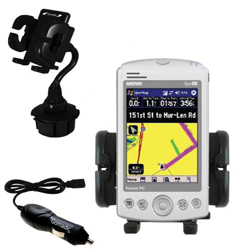 Garmin iQue M3 Auto Cup Holder with Car Charger - Uses Gomadic TipExchange