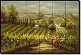 IMAGE OF Vineyard Lookout by C. H. Ching - Tuscan Vineyard Tumbled Marble Tile Mural 16