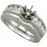 14K White Gold Congeniality Diamond Wedding Ring Set, Semi-Mount Setting