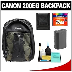 Canon 200EG Deluxe Digital SLR Camera Backpack Case + 16GB Card + LP-E6 Battery + Accessory Kit for EOS 60D, 7D, 5D Mark II