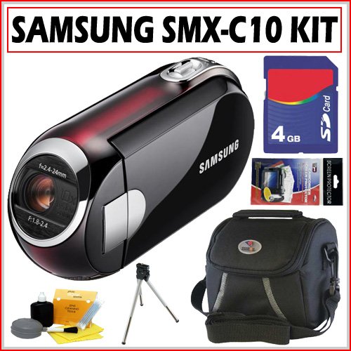 Samsung SMX-C10 Ultra Compact Digital Camcorder in Red + 4GB Accessory Kit