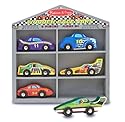 Melissa & Doug Wooden Race Car Set - 6 Cars Compatible with Standard Railway Systems