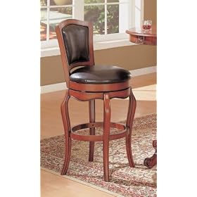 Click here to buy Coaster Harrison 29 Inch Swivel Faux Leather Bar Stool in Warm Cherry Finish by Coaster.