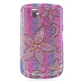 Premium Luxurious Designer Hard Diamond Crystal Snap-on Case for Blackberry Tour 9630 Case - Pink Flower Diamond