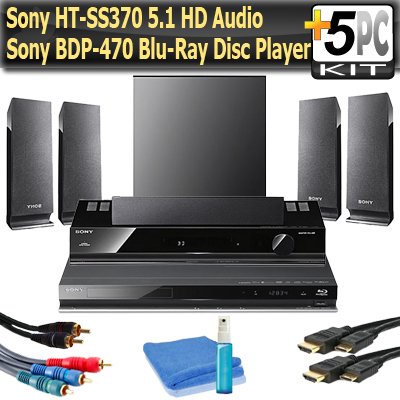 Sony HTS-S370 + Sony BDP-S470 DVD Blu-Ray Disc Player + 5pc Cable Hook Up Kit