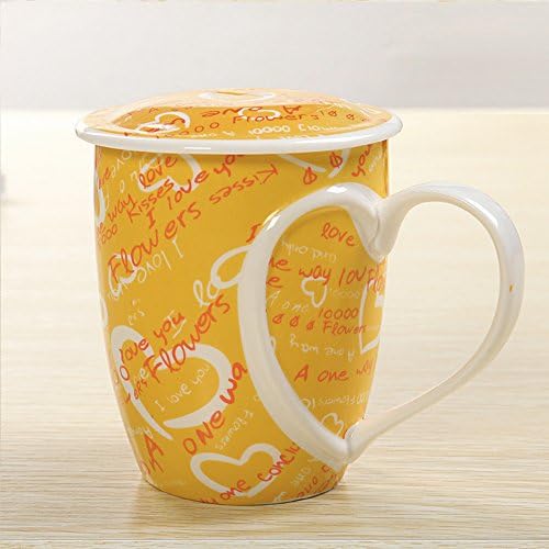 Heart Style Porcelain Cup with Lid (Blue)