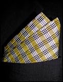 GOLD CHECKS Silk Pocket Square, 100% Silk - by Royal Silk