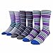 Ike Behar Men's 3 Pack Colorful Patterned Crew Dress Socks (Charcoal Teal Stripes)