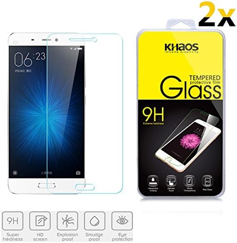 2x Xiaomi Mi 5 Mi5 / M5 Screen Protector,KHAOS® [2 PACK] Premium Ballistic Tempered Glass Screen Protector Film, 0.3mm 2.5D (For Xiaomi Mi 5 Mi5 / M5)