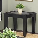 End Table with Tempered Glass Insert in Dark Espresso