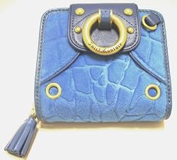 Juicy Couture Lagoon Blue Croc Embossed Velour French Wallet