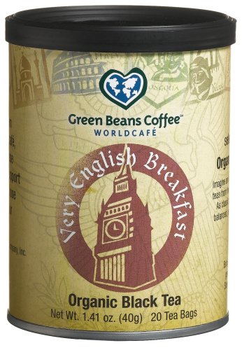 Green Beans Coffee Organic Very English Breakfast Tea, 1.41 -Ounce Tins (Pack of 3) by Green Beans Coffee