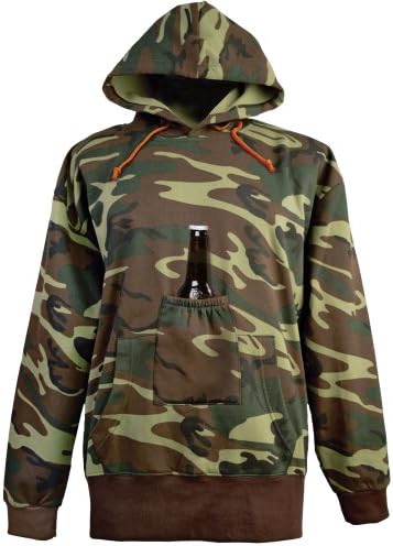 Men's Camo Beer Pouch Hoodie Sweatshirt - Medium