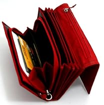 Damen Portemonnaie Big Wallet Geldbeutel Geldbörse echtes Leder 17 x 9 x 2 cm in rot