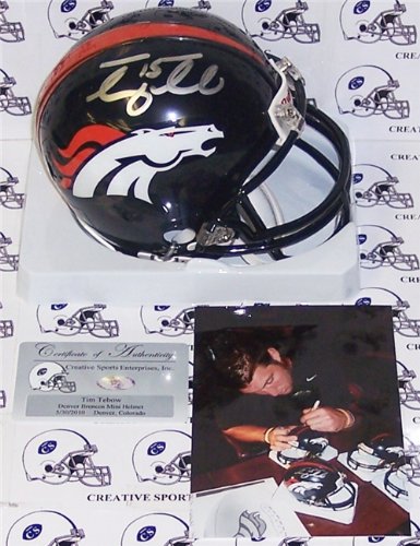 Tim Tebow Autographed/Hand Signed Denver Broncos Mini Helmet